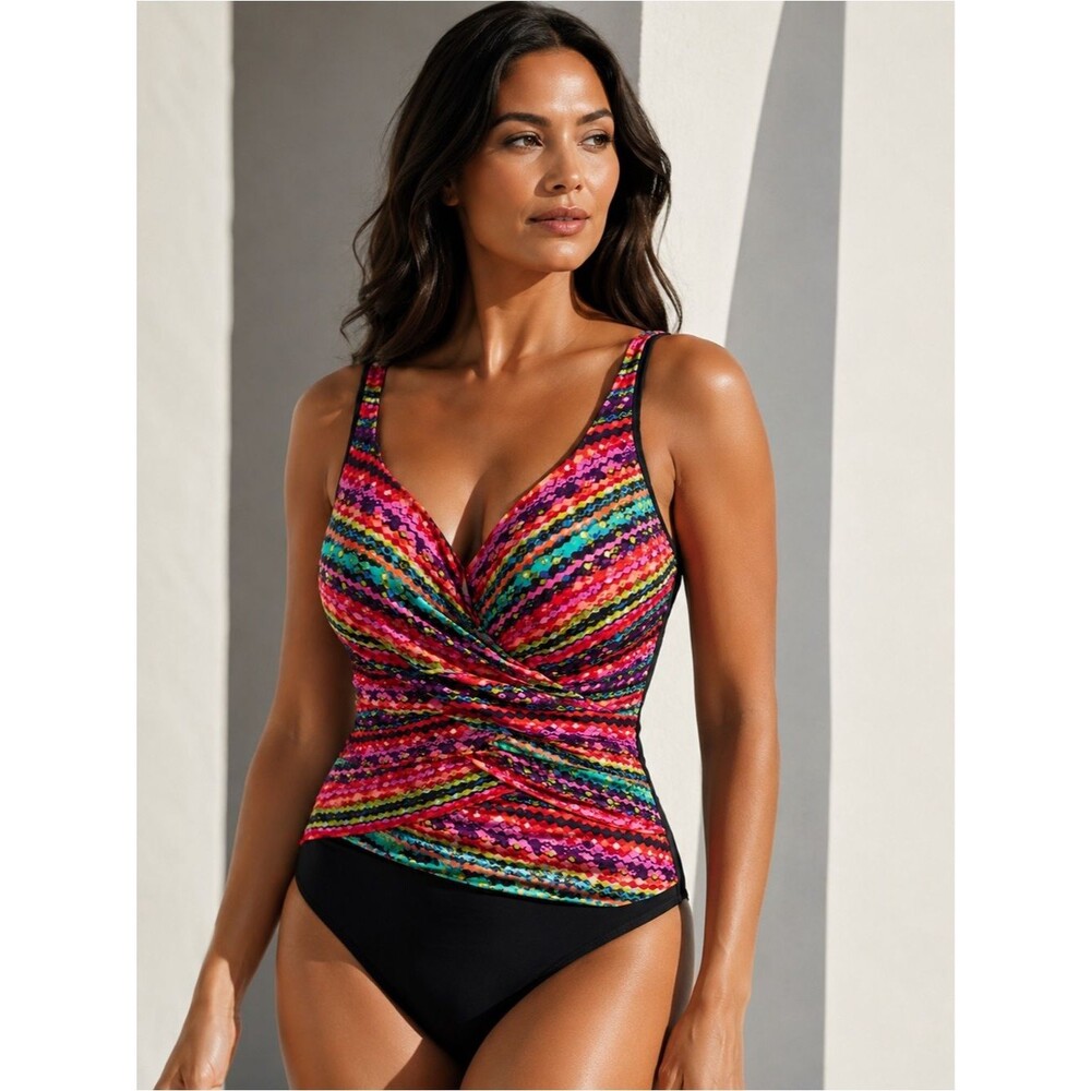 Miraclesuit Sanibel One Piece Swimsuit NWT Size 16 Prismatic Geometric Slimming